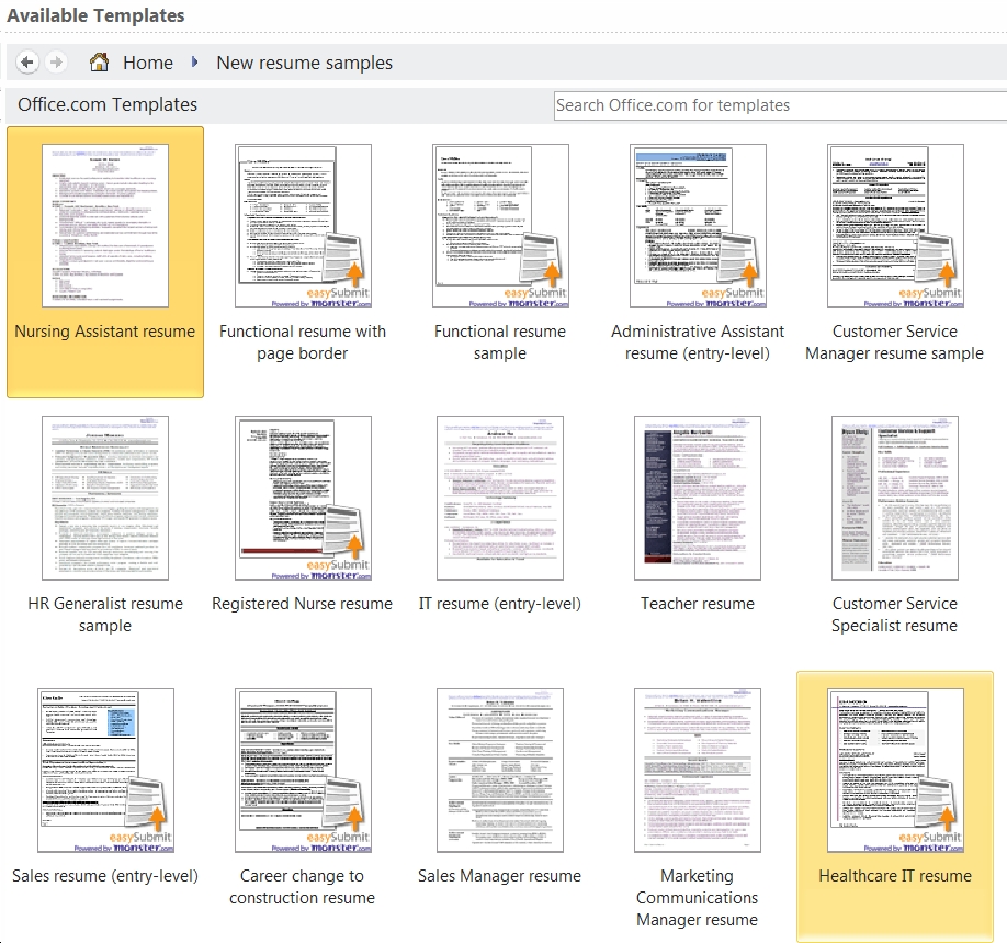 Where Do I Find Resume Templates In Microsoft Word 2010