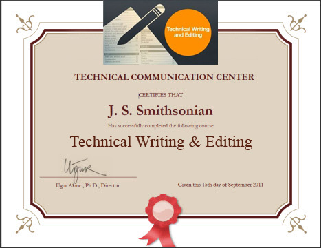 technical writing certification online Technical Writing and Editing Online COurse Completion Certificate