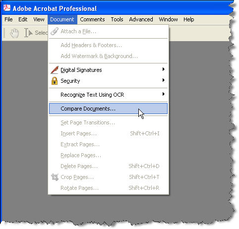 compare two pdf files acrobat 9