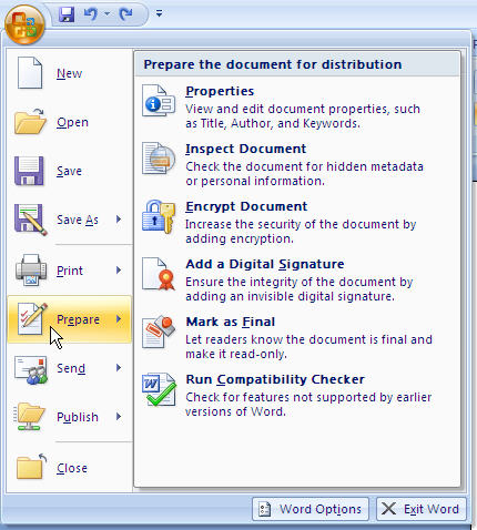 permanently change document properties word 2007