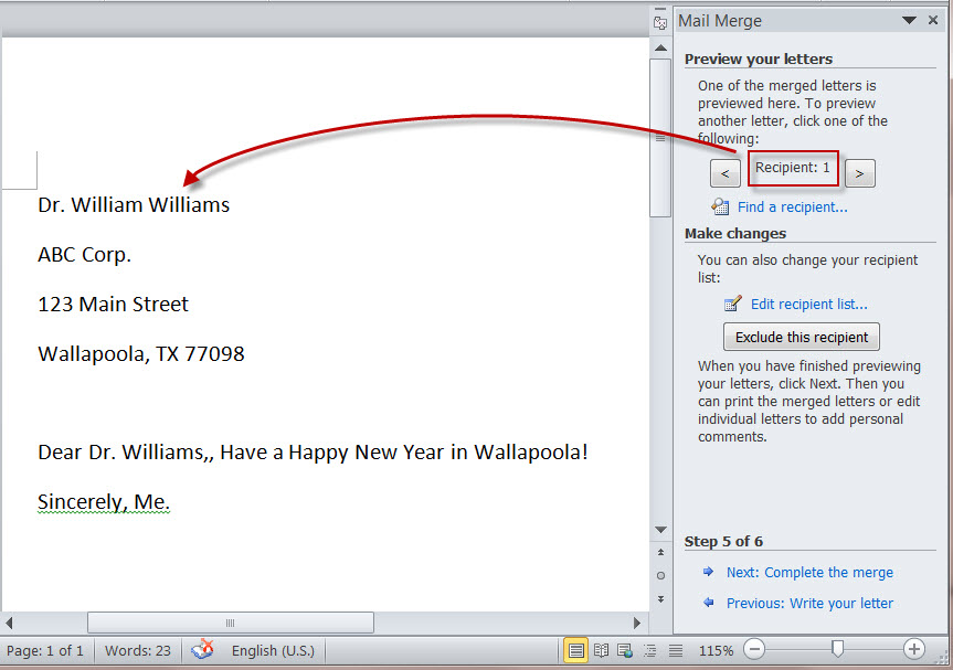 how to do a mail merge in word 2010