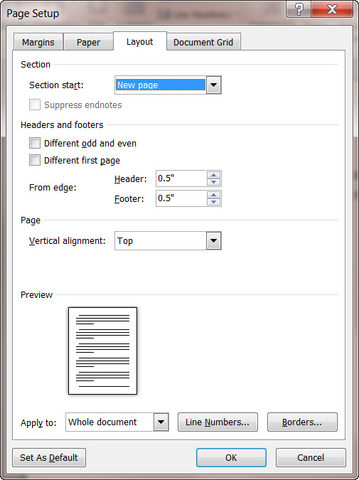 how to number lines on word document