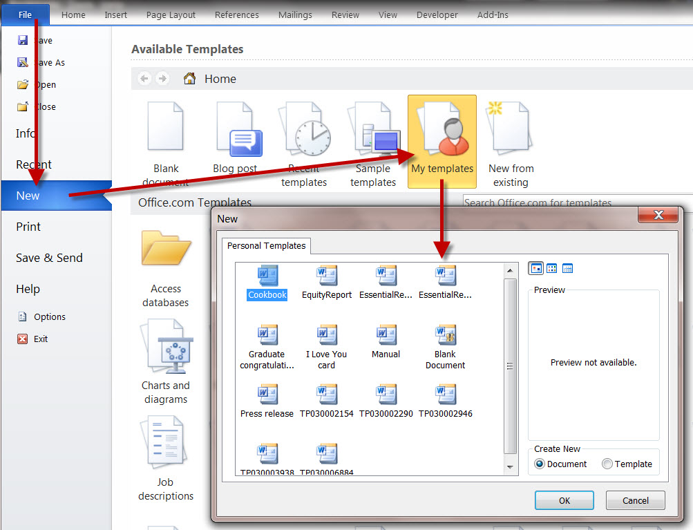 How to Select a Template for a MS Word Document ...