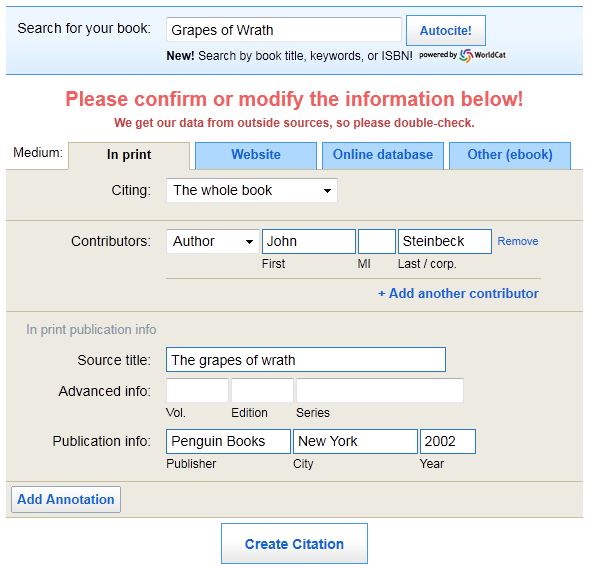EasyBIB Automatic Bibliography and Citation Maker | Technical